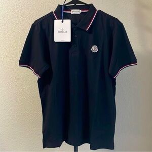 Moncler Black Polo with Red-White Trim
